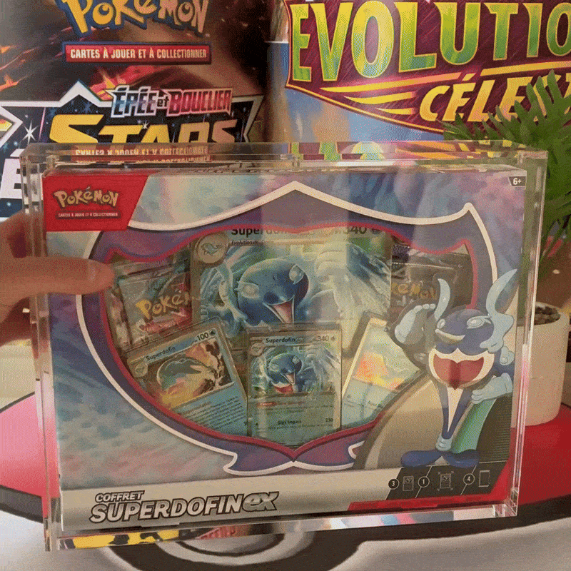 protection acrylique pour coffret pokémon